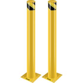 VEVOR Safety Bollard, 42 Inch Height Bollard Post, 4.5 Inch Diameter Steel Pipe Safety Bollard Post, Yellow Steel Bollard